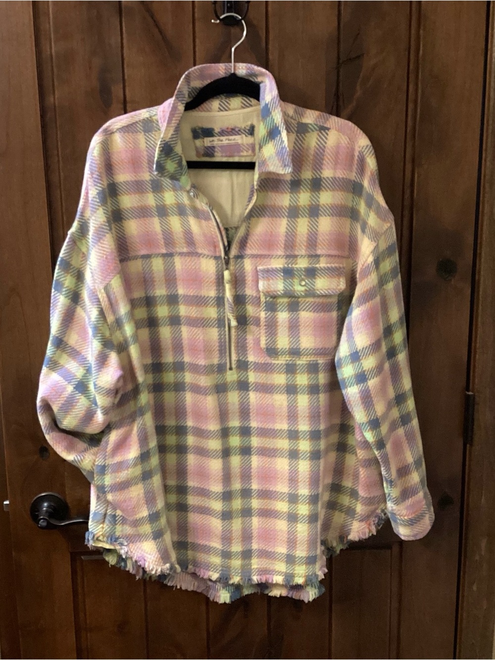 Free People We The Free Pastel Plaid Half Zip Pullover